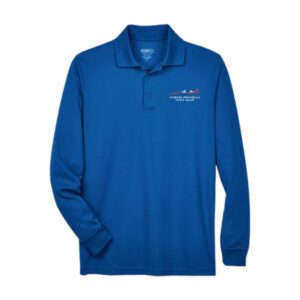 Blue long-sleeve polo with car club logo