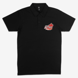 Black polo shirt with red Nitro logo